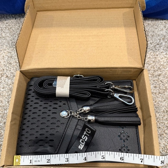 NWT Black Mini Crossbody Bag with Tassel Detail - Picture 2 of 5